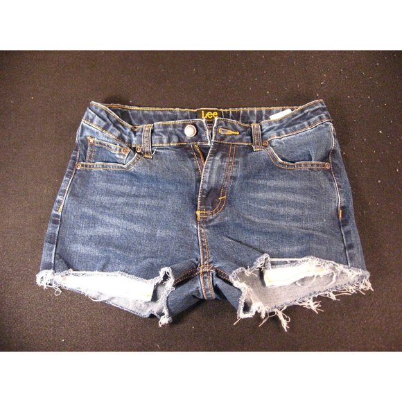 Lee Regular Fit Womans Tag 14 Waist 26" CUTOFF JEANS SHORTS Juniors Daisy Duke - Picture 1 of 12